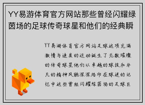 YY易游体育官方网站那些曾经闪耀绿茵场的足球传奇球星和他们的经典瞬间回忆 - 副本